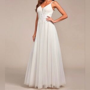 Ever Pretty White Lace Bodice Tulle Bridal Gown